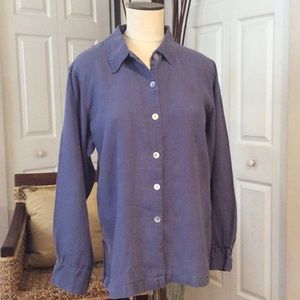 CHICO'S Heavy weight Blue Linen Button Down.