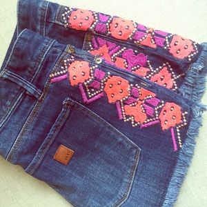 Embroidered Roxy Jean Shorts