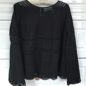 Love Sam black boho long sleeve blouse size XS