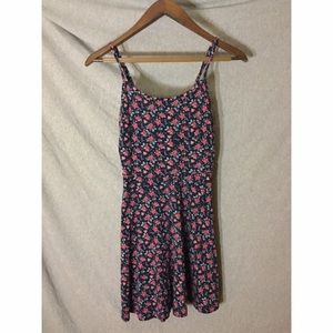 Black Floral Skater Dress