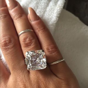 STERLING SILVER .925 COCKTAIL HUGE CZ RING SIZE 7