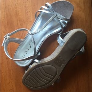 Unisa Silver Rhinestone Wedge Sandals