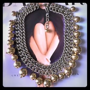 STUNNING MACY'S SILVER GOLD CHAIN COLLAR NECKLACE