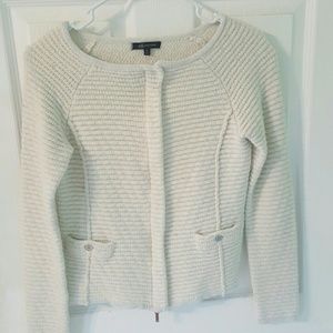 White and silver zipper sweater