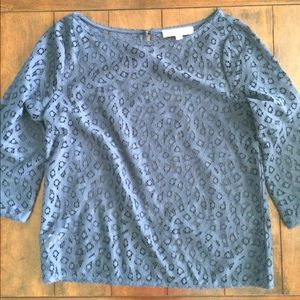 Loft Navy Eyelet Top