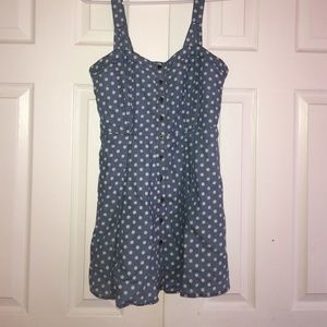 Blue button down pokadot dress.