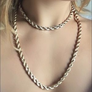 GOLDTONE CHUNKY CHOKER CHAIN NECKLACE SET NEW