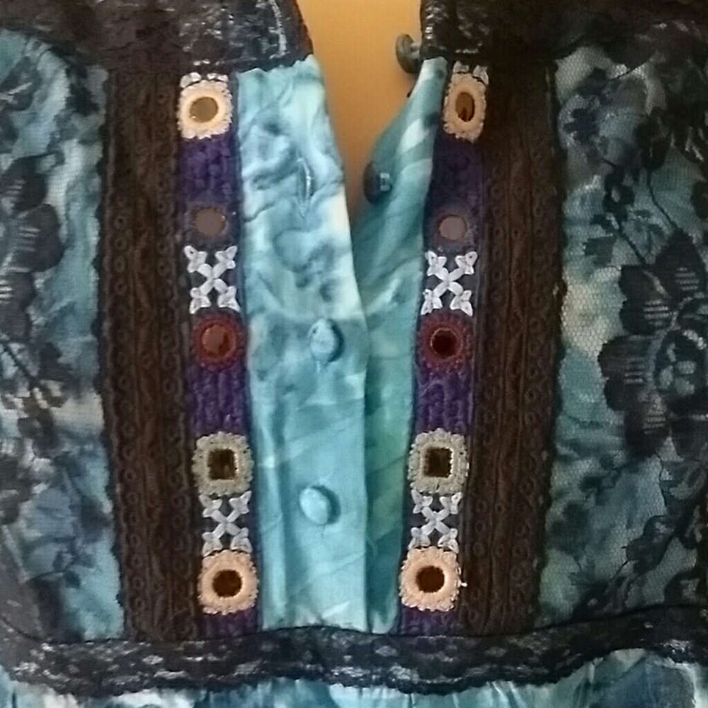 Free People Storm blue spaghetti strap top S - Picture 2 of 4