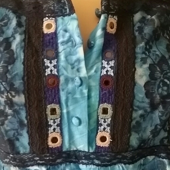 Free People Storm blue spaghetti strap top S - Picture 2 of 4