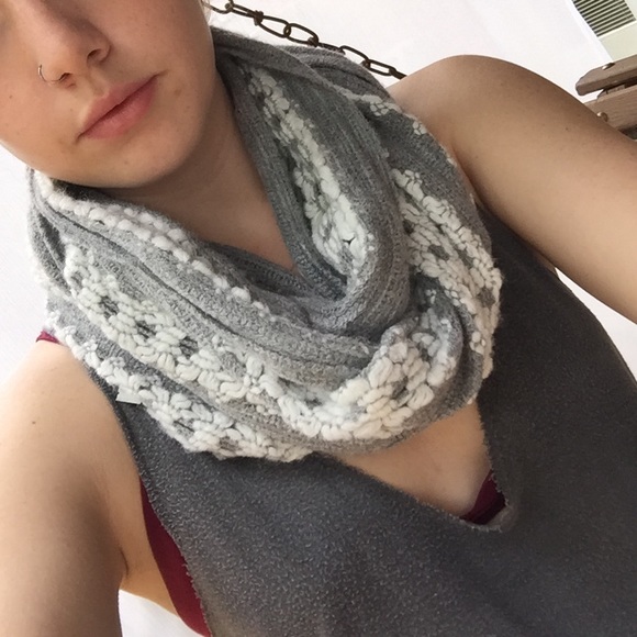 Grey and White Crochet infinity scarf!