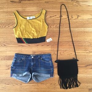 Suede black cross body bag