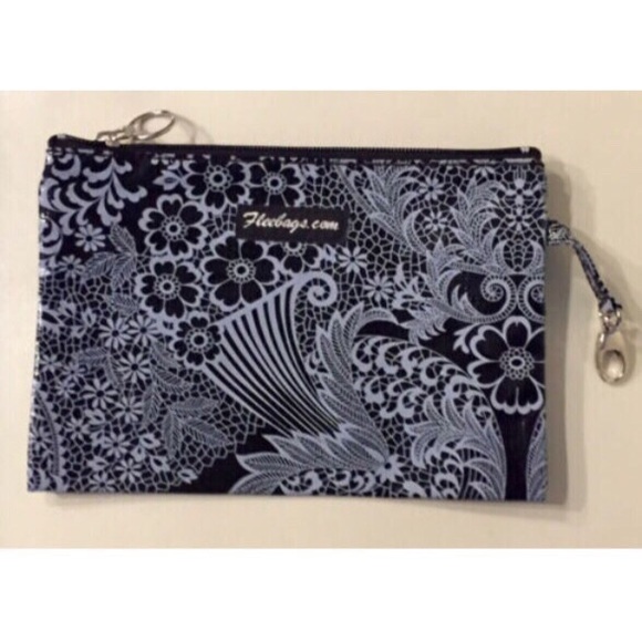 Flee Black & Silver Toile Oilcloth Cosmetic Pouch