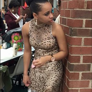 Tan beaded Pageant Dress