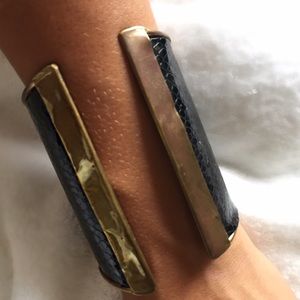 VINTAGE CUFF BRACELET | BRASS BLACK SNAKESKIN