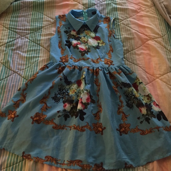 Romwe printed blue dress