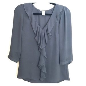 Grey chiffon ruffle collar shirt