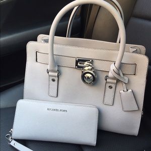 AUTHENTIC Grey Michael Kors Hamilton Satchel