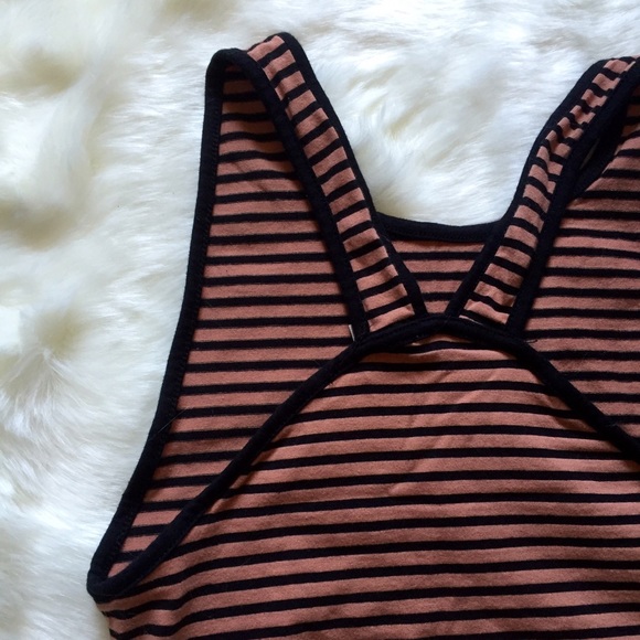 Salmon and Navy Striped Crop Top