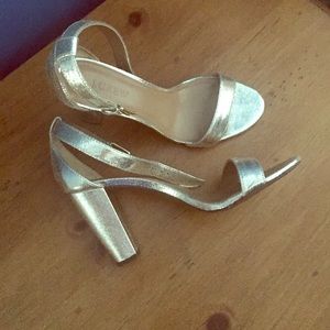 EUC J. Crew sandal heels with strap at ankle.