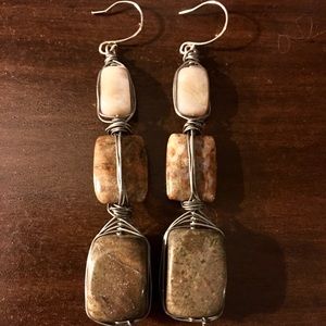 Handmade stone bead/wire wrap earrings
