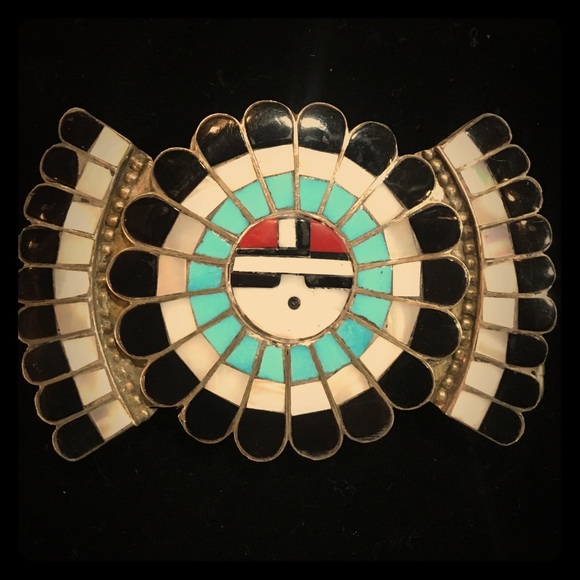 Native American Zuni Sunface Belt Buckle OP0053 - Picture 1 of 4