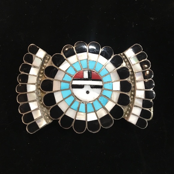 Native American Zuni Sunface Belt Buckle OP0053 - Picture 2 of 4