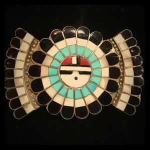 Native American Zuni Sunface Belt Buckle OP0053