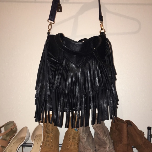 Black fringe bag