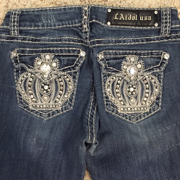 L.A. Idol rhinestoned jeans - Picture 2 of 4
