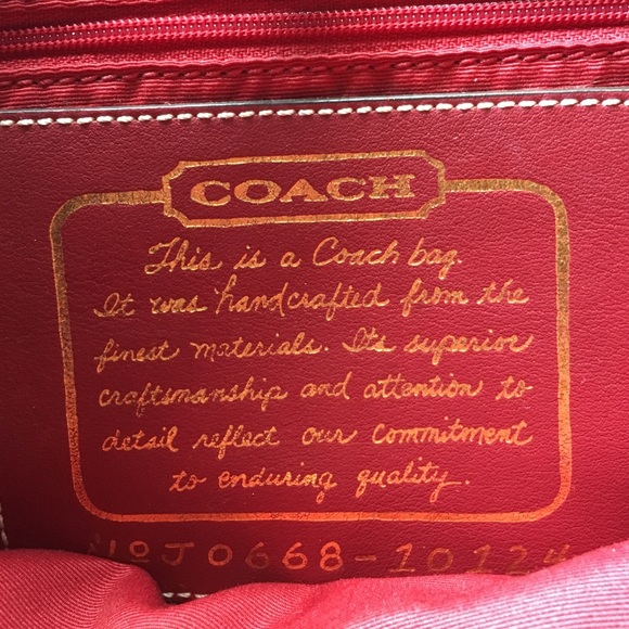 SOLD!!  Coach Signature Stripe Red/Brown Tote - Picture 4 of 4