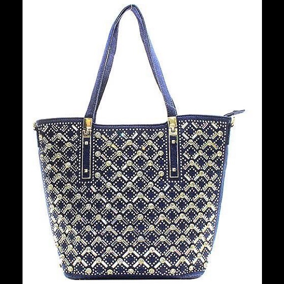 Denim Diamond Studded Purse