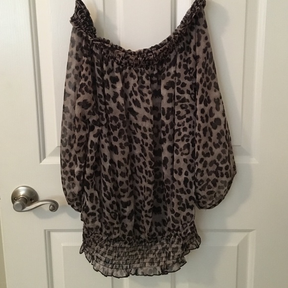 Off the shoulder, cheetah print blouse
