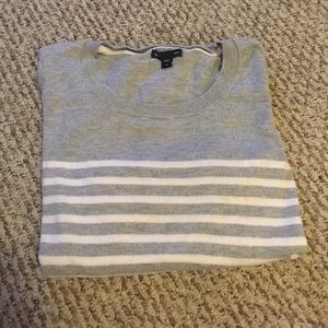 Gray/white striped sweater