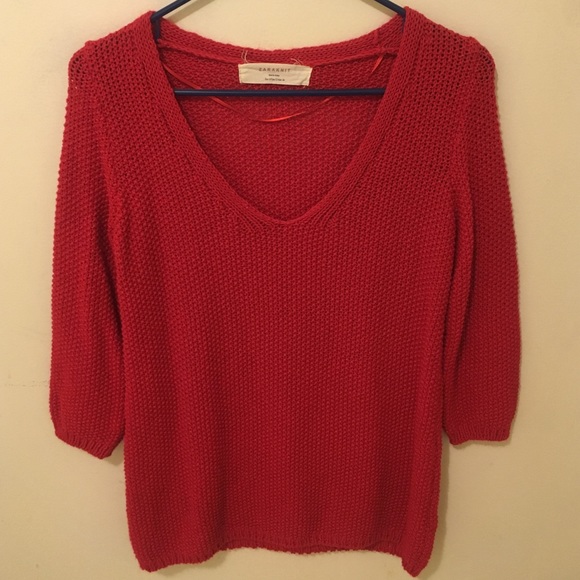Zara 3/4 sleeve red sweater