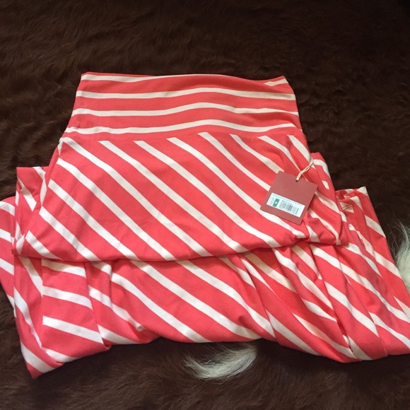 Coral and white stripped maxi skirt