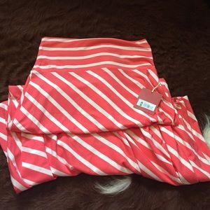Coral and white stripped maxi skirt