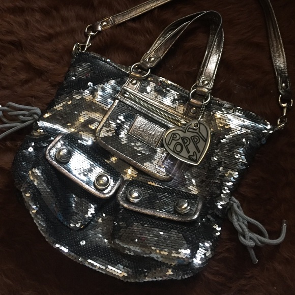 Silver sequin Coach purse