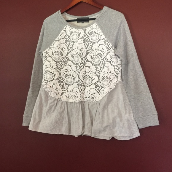 Anthro Peplum laced sweatshirt
