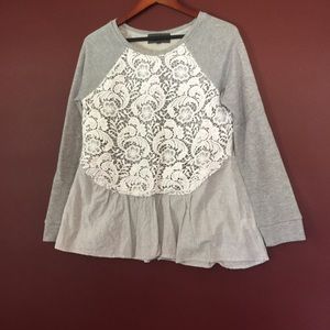 Anthro Peplum laced sweatshirt