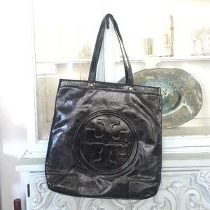Tory Burch black patent tote