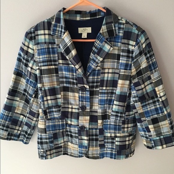 Size 12 Loft Madras Blazer EUC - Picture 1 of 3