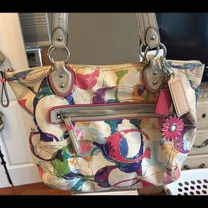 Coach Poppy Stamped C Signature Tote