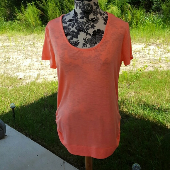 Beautiful Neon Peach Blouse Size Large NWOT