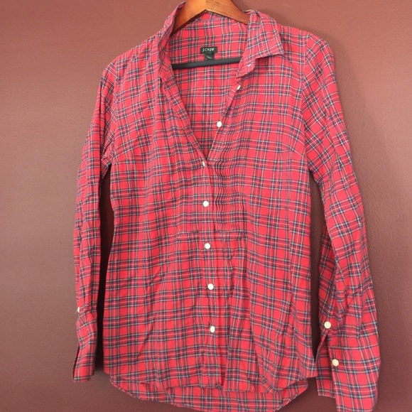 J Crew plaid Tuxedo Bib button down