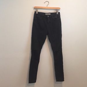 Topshop Moto Leigh Black Jeans Knee Ripped