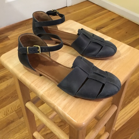 Steven Alan leather Mary Jane flats in dusty blue