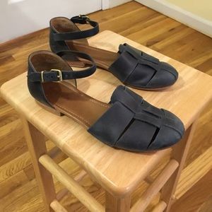 Steven Alan leather Mary Jane flats in dusty blue