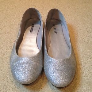 Silver glittery flats