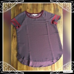 Loft Moroccan Burgundy Print Blouse