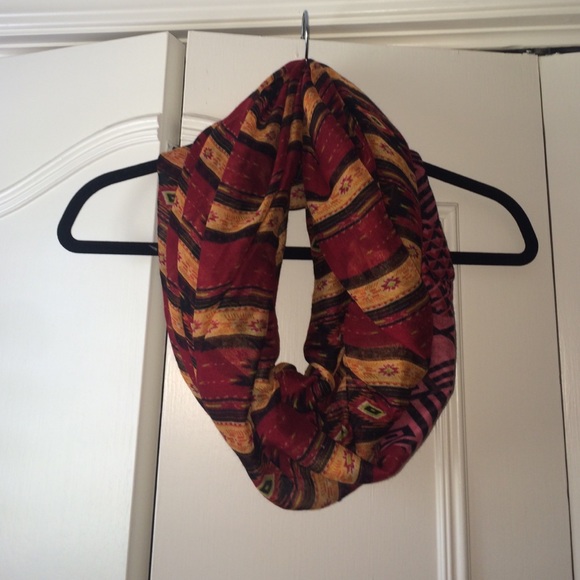 Infinity scarf in red tone Aztec print